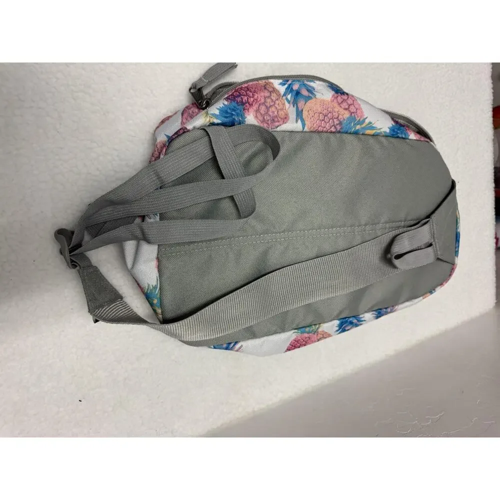 Trans By JanSport White Pink Pineapple Print Casual Backpack Front Zipper Pocket